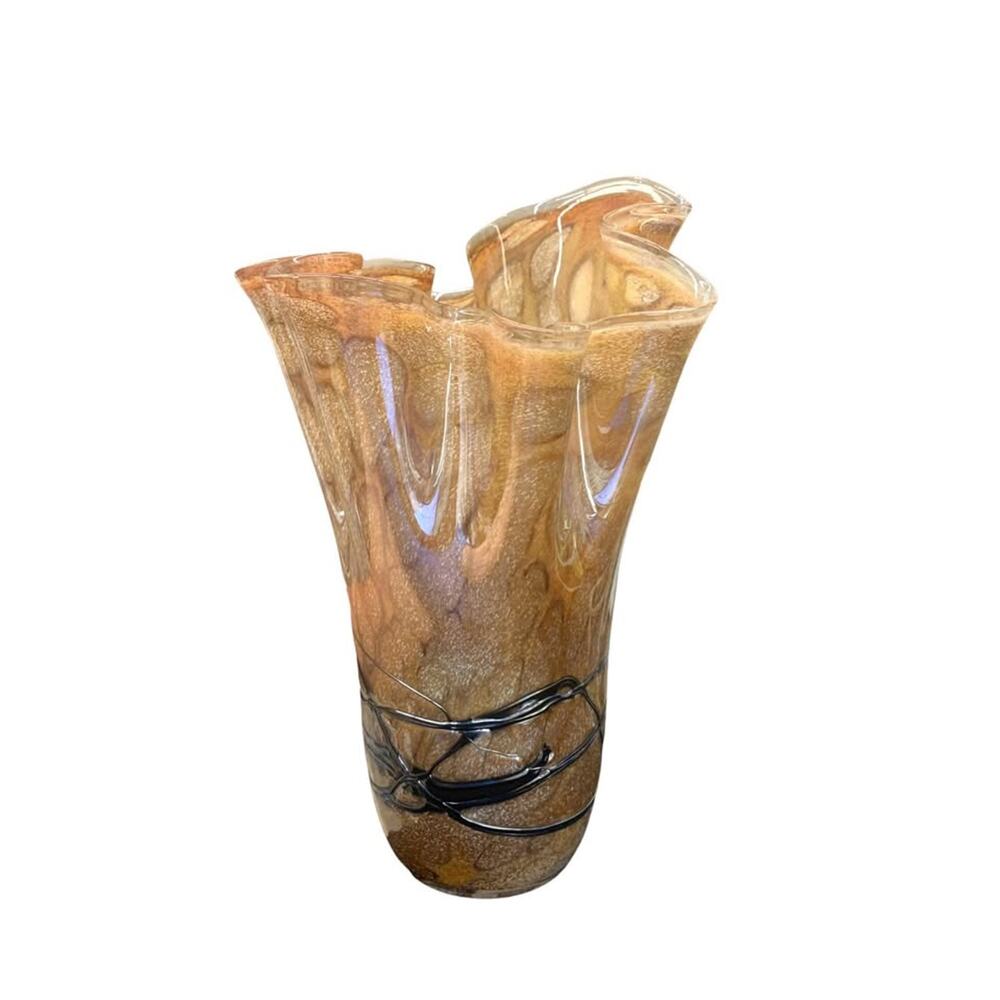 Blown glass iridescent handkerchief vase